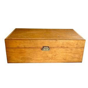 Vintage Large Handmade Maple Wood Artist's Box Oil Paint or Jewellery Box
